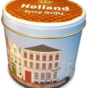 Blik roomboter stroopwafels met gevels