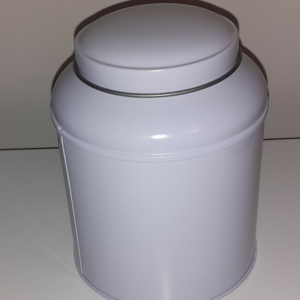 Theeblikje met dubbele deksel — wit